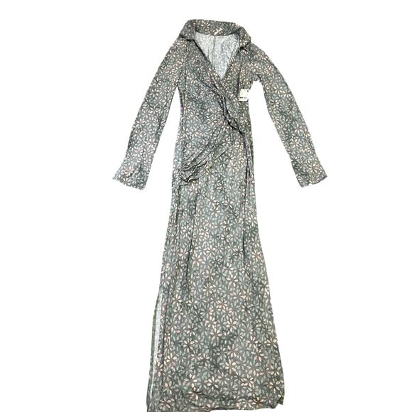 Free People Shayla Wrap Maxi Dress in Mint Combo Size Small NWT BohoCore‎ - Picture 3 of 11